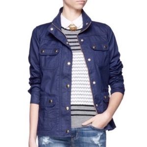 J. Crew Downtown Field Cotton Canvas Jacket Navy Blue Utility Zip Up Women's XS